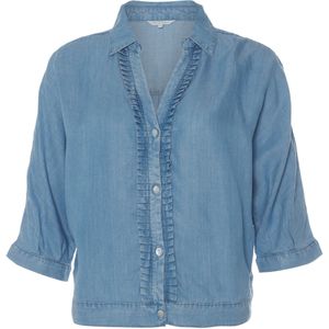 YAYA Blouse blauw (Maat: 40) - Effen - Halslijn: Kraag,