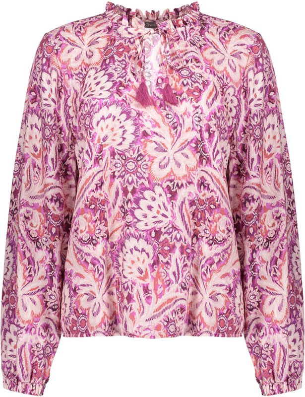 Geisha - Top 53912-20 - Dames Top - Roze en Wit - Verfijnde Details