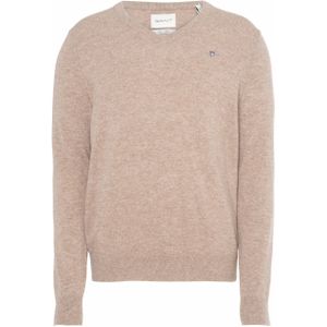 Gant Heren trui beige (Maat: L) - Mélange - Halslijn: V-hals,