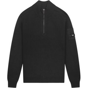 Quotrell Heren trui zwart (Maat: XL) - Halslijn: Opstaande kraag met rits,