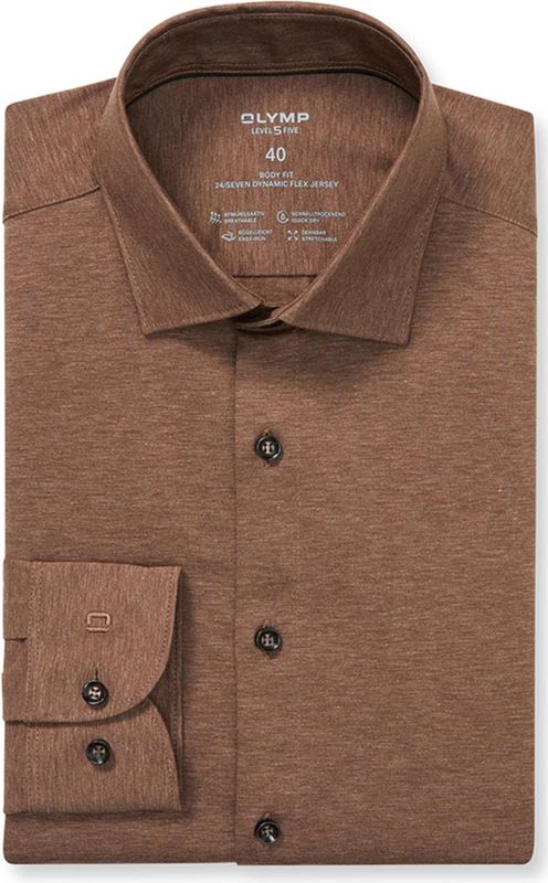 OLYMP - Level Five 24/Seven - Overhemd - Bruin - Body Fit - Kent