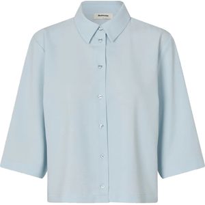 Modström - Blouse - Blauw - Effen - Halslijn Polokraag