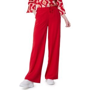 Kyra trousers wide leg viscose crinkle broek rood (Maat: 48)