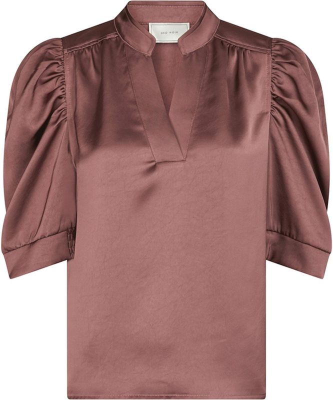 Neo Noir - Roella Heavy Sateen Blouse - Roze - Effen - V-hals