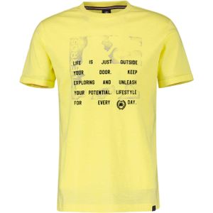 Lerros T-shirt geel (Maat: M) - Tekst - Halslijn: Ronde hals,