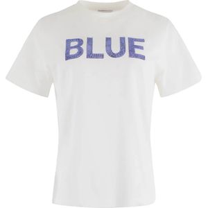Anna Blue T-shirt ecru (Maat: XL) - Logo - Halslijn: Ronde hals,