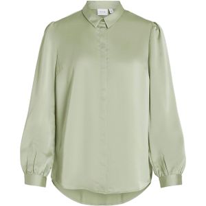 Vila Blouse groen (Maat: 34) - Effen - Halslijn: Kraag,