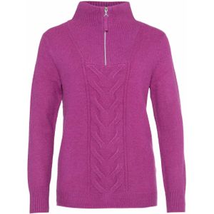 Olsen Dames trui roze (Maat: 38) - Mélange - Halslijn: Opstaande kraag met rits,