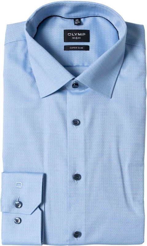 OLYMP - No. Six - Overhemd - Bleu - Super Slim Fit - New York Kent