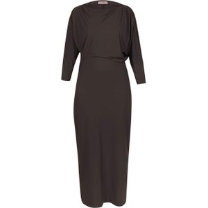 Studio Anneloes Dames jurk bruin (Maat: XS) - Effen - Halslijn: Boothals,