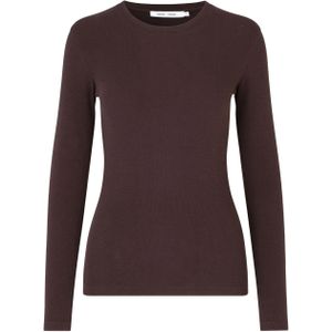 Samsøe Samsøe Dames longsleeve bruin (Maat: M) - Effen - Halslijn: Ronde hals,