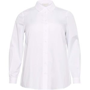 KAFFE Curve Blouse wit (Maat: 50) - Effen - Halslijn: Polokraag,