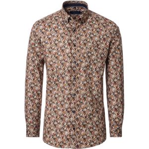 Casa Moda - Heren Overhemd - Bruin - Lange Mouw - Casual Fit