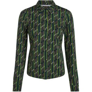 King Louie Dames blouse groen (Maat: S) - Halslijn: Polokraag,