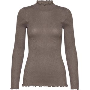 Rosemunde Trui bruin (Maat: L) - Glitter - Halslijn: Opstaande kraag,