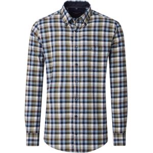 Casa Moda Heren overhemd lange mouw groen (Maat: XL) - Ruit