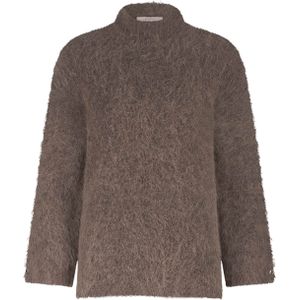 Studio Anneloes Dames trui bruin (Maat: S) - Effen - Halslijn: Opstaande kraag,