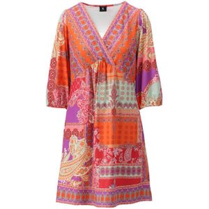 K-Design Jurk multicolor (Maat: 2XL) - Halslijn: V-hals,