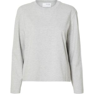 Selected Femme Longsleeve grijs (Maat: S) - Mélange - Halslijn: Ronde hals,