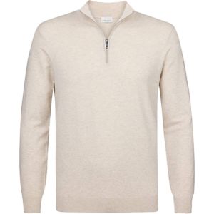 Profuomo Trui beige (Maat: L) - Mélange - Halslijn: Opstaande kraag,