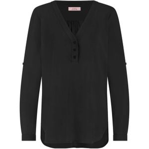 Studio Anneloes Dames blouse zwart (Maat: XXS) - Effen - Halslijn: V-hals,
