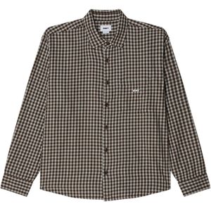 Obey Overhemd lange mouw bruin (Maat: S)