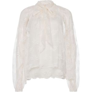 Summum Woman Dames blouse ecru (Maat: 38) - Kant - Halslijn: Opstaande kraag,