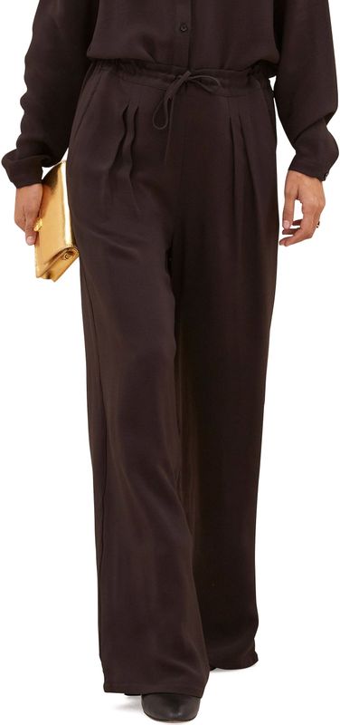 By-Bar - Uma Satin Stripe Pants - Broek - Bruin - Viscose