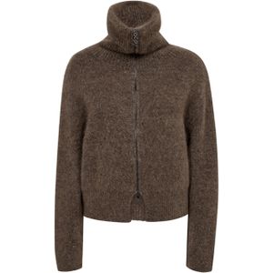 Mos Mosh Dames vest bruin (Maat: M) - Effen - Halslijn: Opstaande kraag,