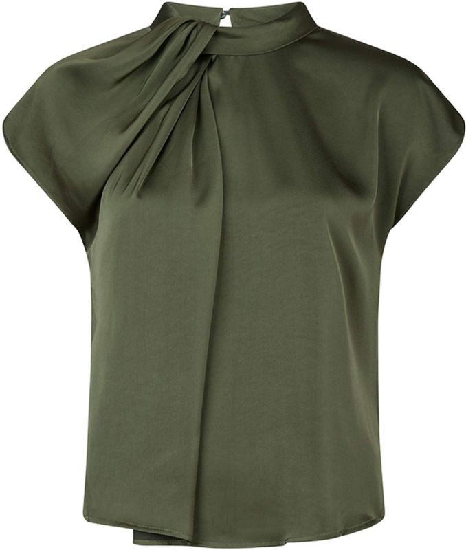 Neo Noir - Fleur Drapy Satin Blouse - Groen - Dames