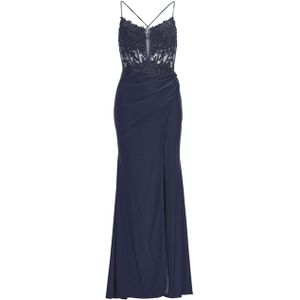 Heykyla Dames jurk blauw (Maat: 42) - Effen - Halslijn: V-hals,