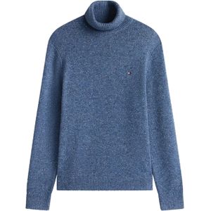 Tommy Hilfiger - Trui - Blauw - Mélange - Lamswolmix - Roll Neck