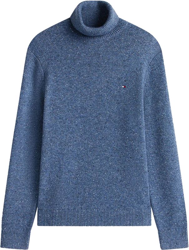 Tommy Hilfiger - Trui - Blauw - Mélange - Lamswolmix - Roll Neck