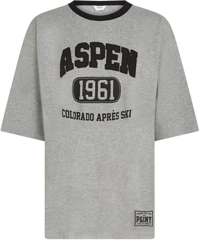 Penn & Ink N.Y. Dames t-shirt grijs (Maat: S) - Tekst - Halslijn: Ronde hals,