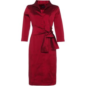 MOQ Dames jurk rood (Maat: 48) - Effen - Halslijn: Revers,