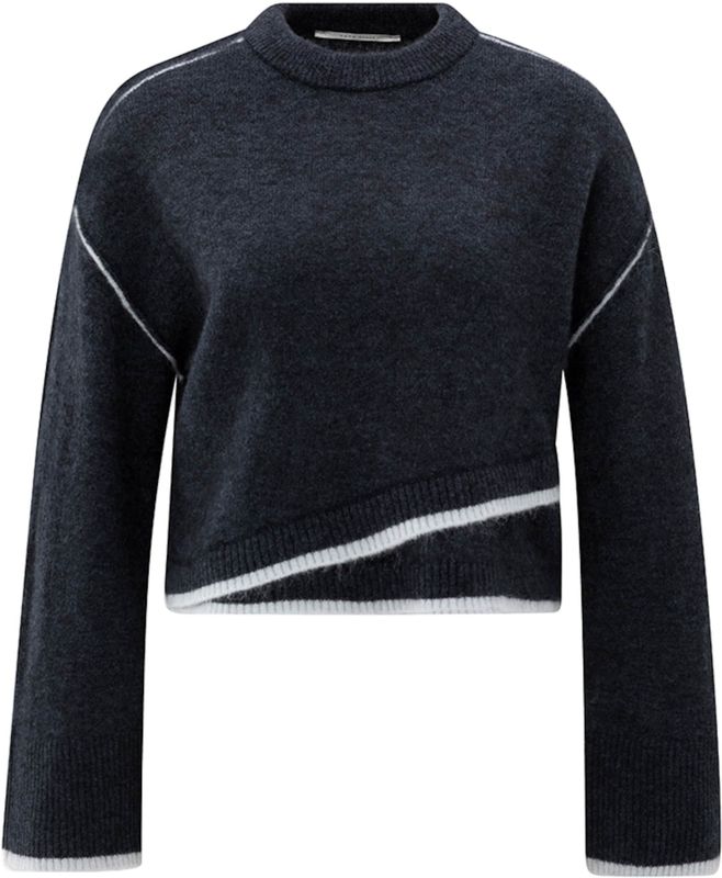 Yaya - Sweater - Blauw - Dames - Cropped Fit - Lange Mouwen
