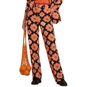 Geisha Pantalon printed oranje (Maat: XS)