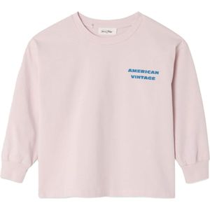American Vintage Uniseks longsleeve roze (Maat: 134) - Fotoprint - Halslijn: Ronde hals,