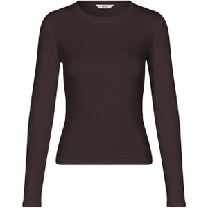 Envii Dames longsleeve bruin (Maat: XS) - Effen - Halslijn: Ronde hals,