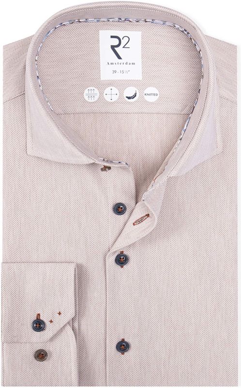 R2 - Overhemd - Beige - Knitted - Maat 467