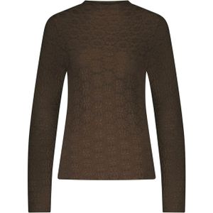 Tramontana Dames top bruin (Maat: M) - Kant - Halslijn: Opstaande kraag,