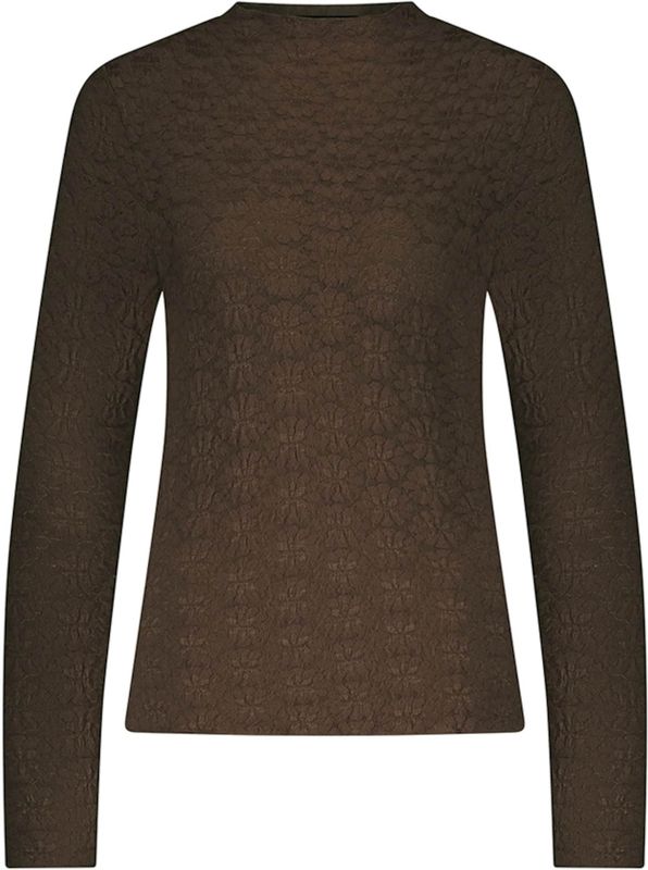 Tramontana Dames top bruin (Maat: M) - Kant - Halslijn: Opstaande kraag,