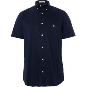 Gant Overhemd korte mouw blauw (Maat: M) - Effen