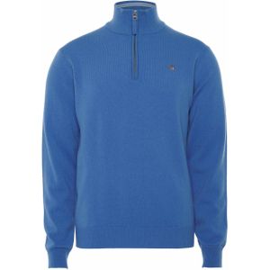 Gant Trui met rits blauw (Maat: XL) - Effen - Halslijn: Opstaande kraag met rits,