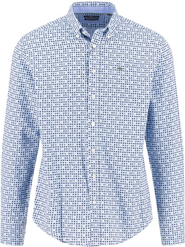 Fynch-Hatton - Overhemd - Blauw - Geblokt - Regular Fit