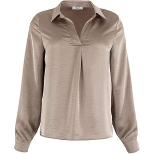 Anna - Blouse - Beige - Effen - Halslijn: V-hals