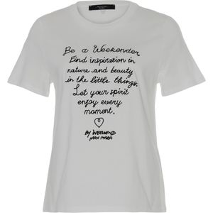 Weekend MaxMara T-shirt ecru (Maat: L) - Tekst - Halslijn: Ronde hals,