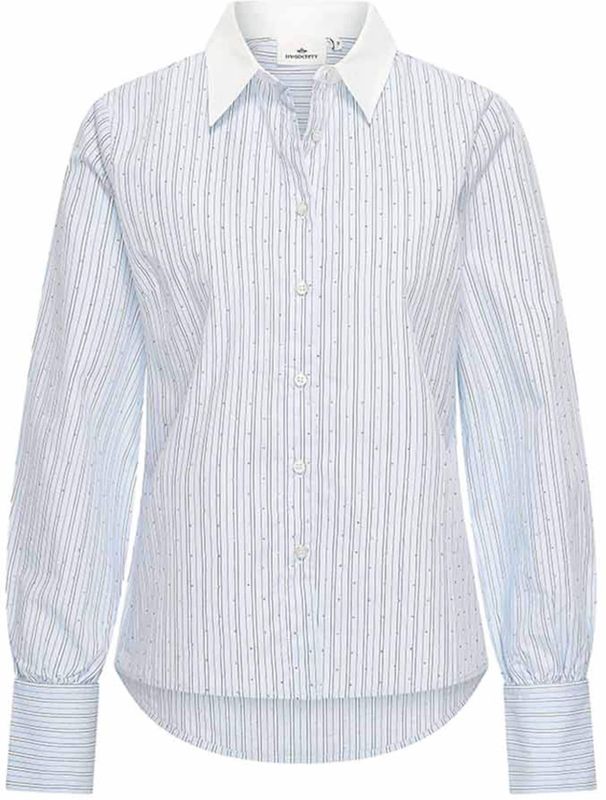 HV Society - StreepGlitter - Blouse - Blauw - Polokraag