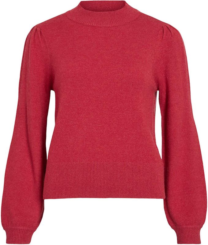 Vila - Trui Viril Turtle-nk Balloon Top - Jester Red - Dames