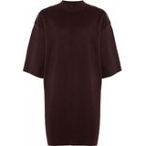 OPUS - Jurk - Bruin - Effen - Halslijn: Opstaande Kraag